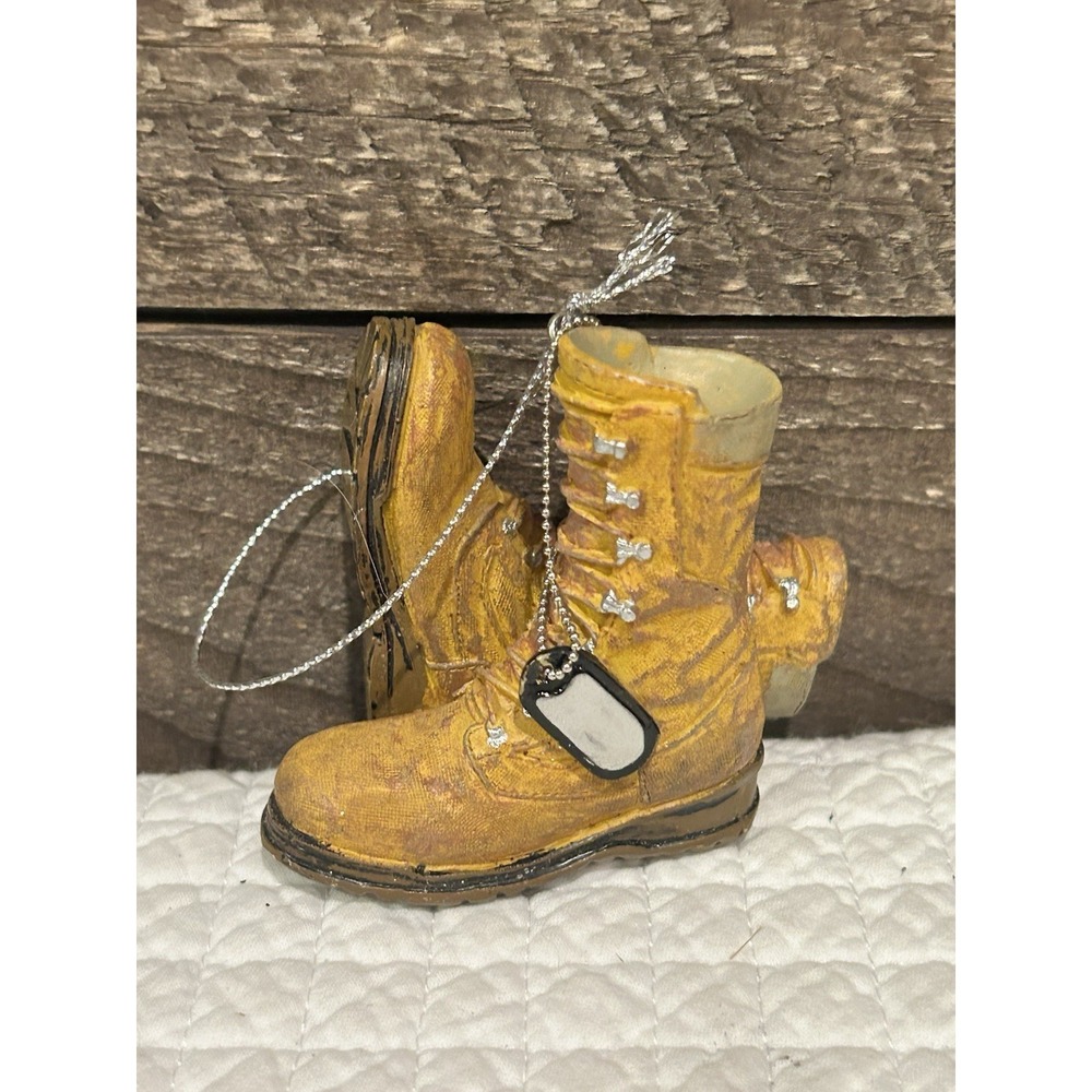 US‎ Army Military Combat Boots Ornament Christmas Combat Dog Tags 3" Marines